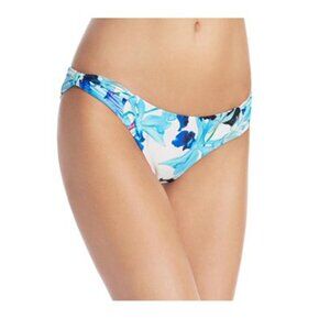 6 Shore Road by Pooja Women White/Blue Floral Coiba Knot Bikini Bottoms Size M
